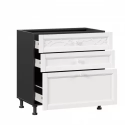 Тумба кухонная 800 с 3 ящиками ЛЮКС (4) Джулия ЛД 284.930.000.082 Черный Белый