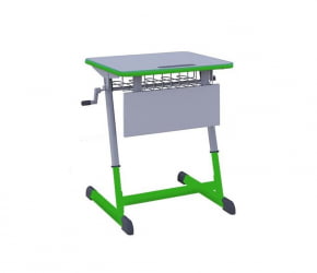 Парта одноместная НОМАД В 600х500 с ручной регулировкой высоты с антивандальной полиуретановой кромкой (рост 4-6) Зеленый/Серый / NOMAD V