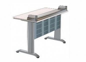 Школьная парта Де Гласси А  с перфорированным экраном и бортиком ЛДСП Дуб молочный/ Металл Серый