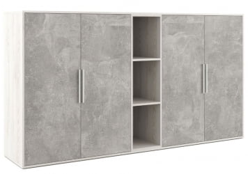 Шкаф средний 4 створки, с нишей B-TONE BTN36153231 Сосна Бетон светлый Шкаф средний 4 створки, с нишей B-TONE BTN36153231 Сосна Бетон светлый