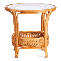 Комплект ПЕЛАНГИ 02/15 ( стол со стеклом + 4 кресла ) [с подушками] ротанг, кресло 65х65х77см, стол диаметр 64х61см, Хоней (мед) / PELANGI Honey