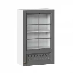 Шкаф кухонный 600 высокий со стеклом Амели-3 ЛД 299.450.000.046 Белый Оникс серый