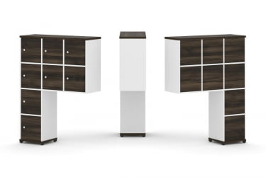 Надставка на стол высокая односторонняя + задняя стенка (8 шт.) + распашной фасад (8 шт.) CONCEPT CN.ONV-010 Дуб Мали Белый бриллиант Черный металл