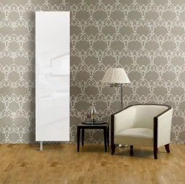 Поворотный шкаф в белом глянцевом стекле Драйв Шелф (левый) Беленый дуб