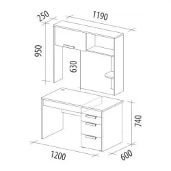 Письменный стол с надстройкой Кашемир 60 Дуб Кронберг/Кашемир