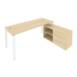 Рабочая станция на П-образном м/к с опорной тумбой правая Метал Сйстем Б.РС-СТС-2.5 Пр Акация/Белый / Metal System