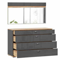 Комод 1200 с 4 ящиками и зеркалом Фиджи 011 Дуб Золотой Антрацит