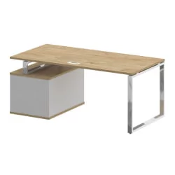 Стол руководителя с опорной тумбой , правый SHIFT SK.SRT-180 (R) Тиквуд Светлый/Белый Бриллиант