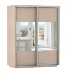 Шкаф-купе двухдверный Экспресс Дуо Комби 1600х2200х Дуб молочный / 1600х2200h