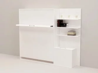 Откидная кровать с полкой Смарт 1 К 1400+П правая Ясень шимо темный