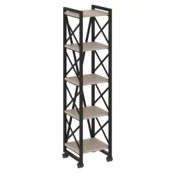 Стеллаж на колесных опорах - 5 полок LOFT VR.L-MST.K-5.4 Металл черный Дуб Аттик