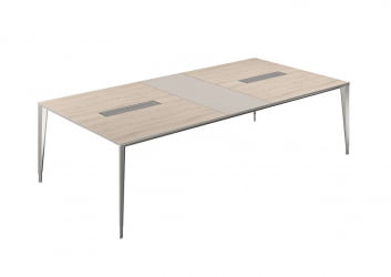 Конференц-стол (домино поперек) Atlas NZ-0103.YN.GS.AL Ясень Наварра Серый камень Алюминий