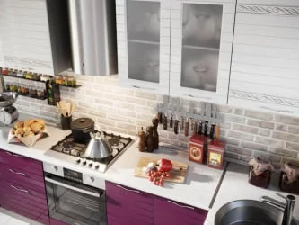 Кухонный гарнитур угловой Анастасия №10 Белый Ежевика