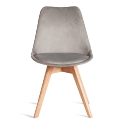 Стул TULIP SOFT (mod. 053V) дерево/пластик/вельвет, 49,5 x 54,5 x 84 см, Светло-серый (HLR 39)/натуральный