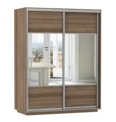 Шкаф-купе двухдверный Экспресс Дуо Комби 1600х2200х Ясень шимо тёмный / 1600х2200h