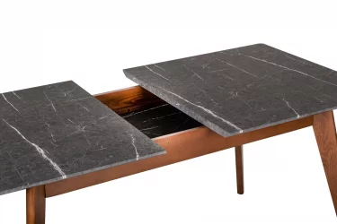 Стол раскладной Лунд 140-180 ОРЕХ-Мрамор Графит