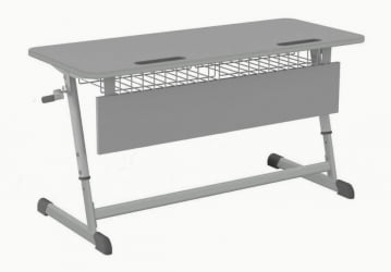 Парта двухместная НОМАД В с ручной регулировкой высоты  с антивандальной  полиуретановой кромкой (рост 4-6) серый/Серый / NOMAD V