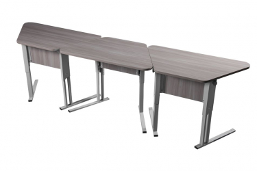 Парта одноместная трапециевидная столешница (рост 3-7) Дуб Вотан/Металл Серый