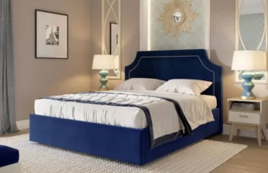 Кровать двуспальная из дерева Катрин 1400 Мора синий