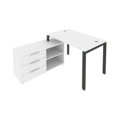 Рабочая станция на П-образном м/к с опорной тумбой левая Метал Сйстем Б.РС-СТС-2.2 Л Белый/Антрацит / Metal System