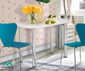 Овальный стол овальный на металлических опорах Ваниль матовый