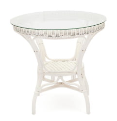 Комплект обеденный ANDREA ( стол со стеклом + 4 кресла + подушки) TCH White (белый), Ткань рубчик, цвет кремовый