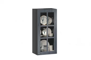 Шкаф кухонный 450 высокий со стеклом Мокка ЛД 274.430.000.172 Черный Дуб фактурный антрацит