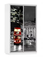 Шкаф-купе с фотопечатью Экспресс Дуо 1400х2200х Лондон/Белый снег / 1400х2200h