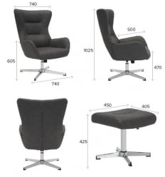 Кресло Еверпроф Аппле Ткань Темно-серый / Everprof Apple