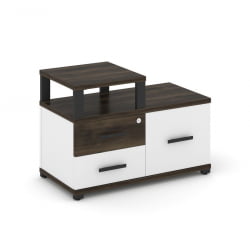 Тумба приставная сервисная с надставкой узкой CОНCЕПТ CН.ТСР-002 Б/В Дуб Мали Белый бриллиант Черный / CONCEPT CN.TSR-002 B/W