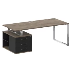 Стол руководителя с опорной тумбой , левый SHIFT SK.SRT-200 (L) Тиквуд Темный/Антрацит