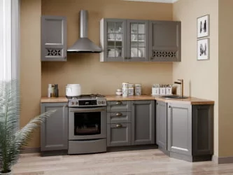 Шкаф кухонный угловой 600 высокий Амели-3 ЛД 299.620.000.057 Белый Оникс серый