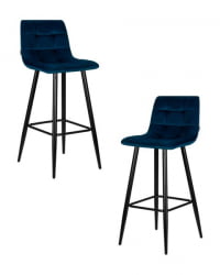 Стул барный ДОБРИН НИCОЛЕ (черные матовые ножки, темно-синий велюр (108-95)) 2 шт / DOBRIN NICOLE