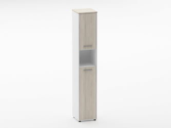 Шкаф 5 узкий закрытый, с нишей Дека 10.23.14Пр Дуб Сантана светлый/Белый / Deka