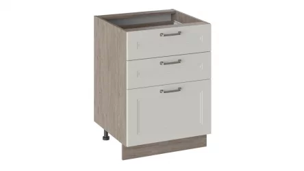 Шкаф напольный с 3-мя ящиками Одри Н3Я_72-60_3Я Дуб Сонома трюфель/Бежевый шелк