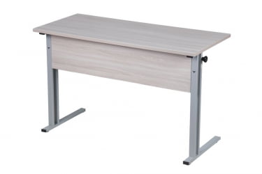 Парта двухместная (рост 6) с прямыми углами Белая ЛДСП/Серая кромка/Металл Серый