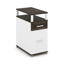 Тумба опорная/приставная с ящиком, распашным фасадом и надставкой CОНCЕПТ CН.ТГО-006 Б/В Дуб Мали Белый бриллиант Белый / CONCEPT CN.TGO-006 B/W