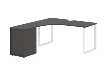 Стол эргономичный с тумбой левый EDIS EQCET 1518 L Мокко Белый