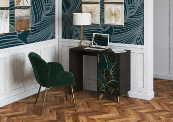 Стол письменный с тумбой Фьюжн СП-006 АРТ Угольный камень/TROPICAL