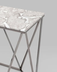 Консоль Авалон 122*41 серый мрамор сталь Темный хром