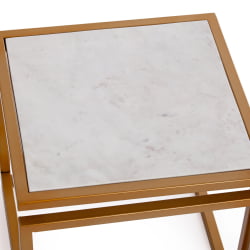 Стол квадратный Secret De Maison QUATTRO ( mod. 14153 ) алюминиевый сплав/мрамор, 41*41*41 см, золотой/белый мрамор