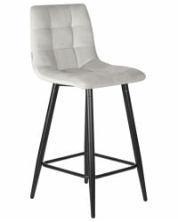 Стул полубарный DOBRIN OLIVIA (черные матовые ножки, светло-серый велюр (108-52))