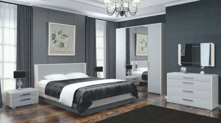 Шкаф четырехстворчатый Вива ШР-4 с зеркалом Фарго Мокко глянец