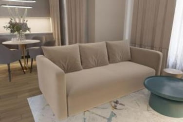 Диван Европа Прямой с подлокотниками (Берхоусе) Цвет фасада: Бежевый; Тип: Прямой; Материал фасада: Металл/Велюр / (Berhouse)