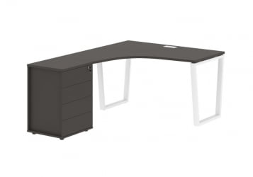 Стол эргономичный с тумбой левый ЕДИС ЕВCЕТ 1318 Л Мокко Белый / EDIS EVCET L