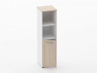 Шкаф 3 узкий 2 полки открытые, 2 полки закрытые Deka 10.16.11Л Туя/Белый