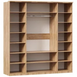 Шкаф четырехстворчатый с двумя зеркалами Фиджи 008 Дуб Золотой Антрацит