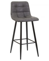 Стул барный ДОБРИН НИCОЛЕ (черные матовые ножки, серая антрацитовая винтажная экокожа (РУ-08)) 2 шт / DOBRIN NICOLE (RU-08))