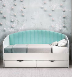 Кровать с продольной мягкой спинкой Софа №12 (800х1900) Дуб Сонома светлый Велюр 338