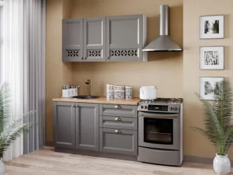 Кухонный гарнитур Амели-3 №6 Белый Оникс серый